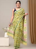 Cotton Green Casual Wear Printed Saree